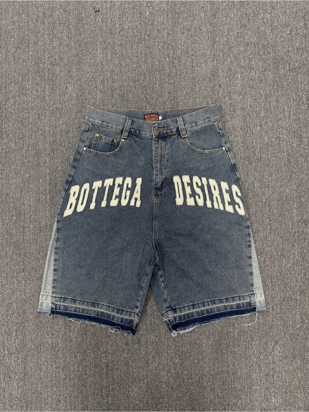 Men's Dark Blue Denim Shorts with Logo